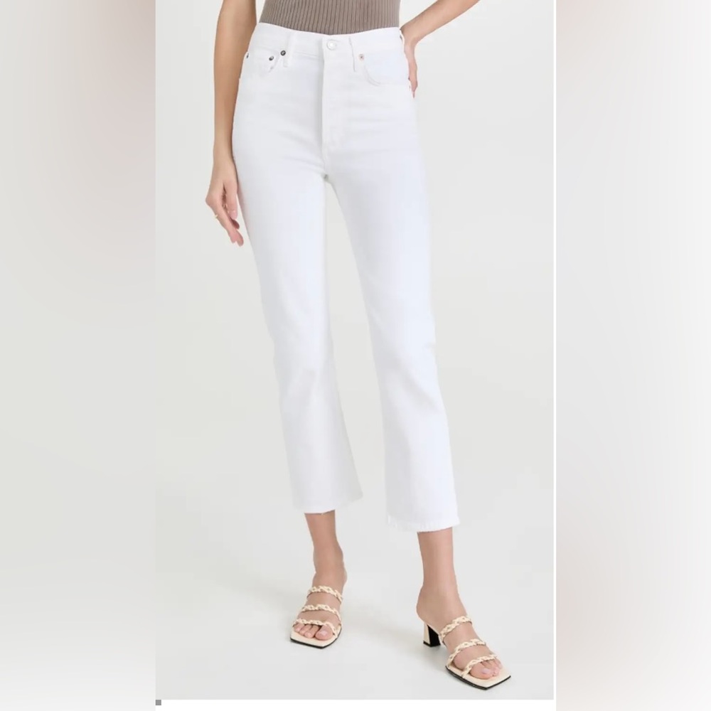 Agolde High-Rise Straight Crop Jeans in White